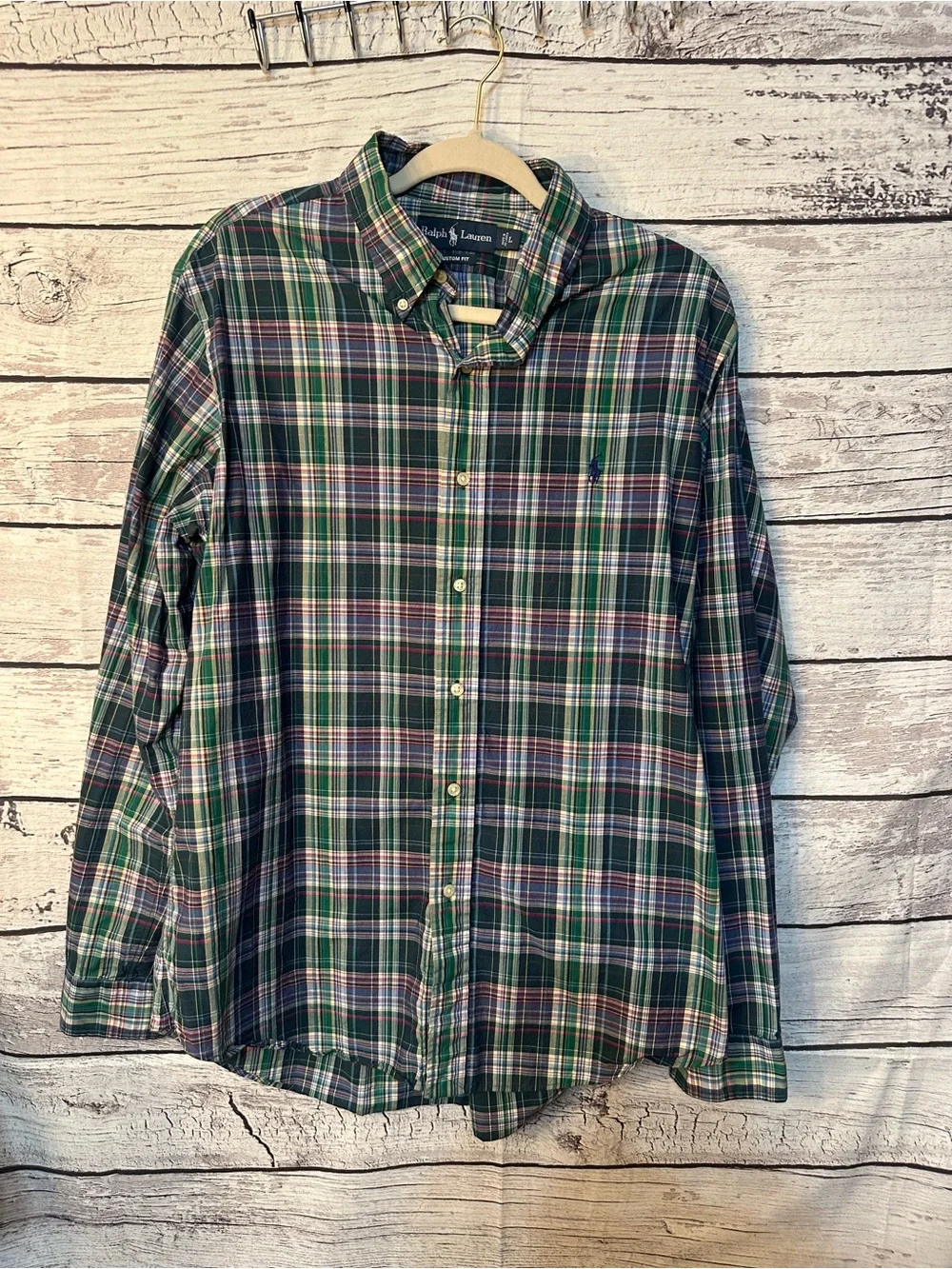 Ralph Lauren Green and Navy Plaid Button-Down Shirt